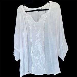 White Embroidered Bohemian Women's Top